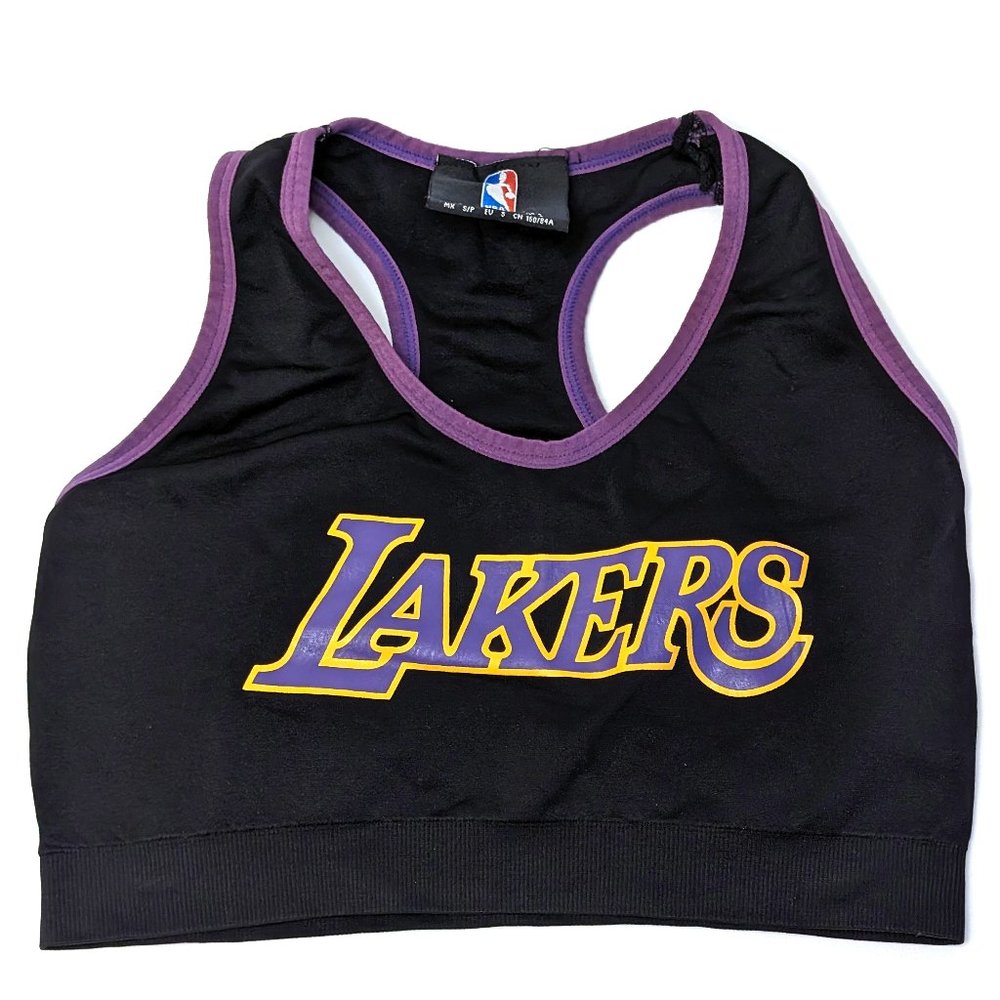 NBA Offical Lakers Purple and Yellow Active Crop Top Sports Bra Size Small